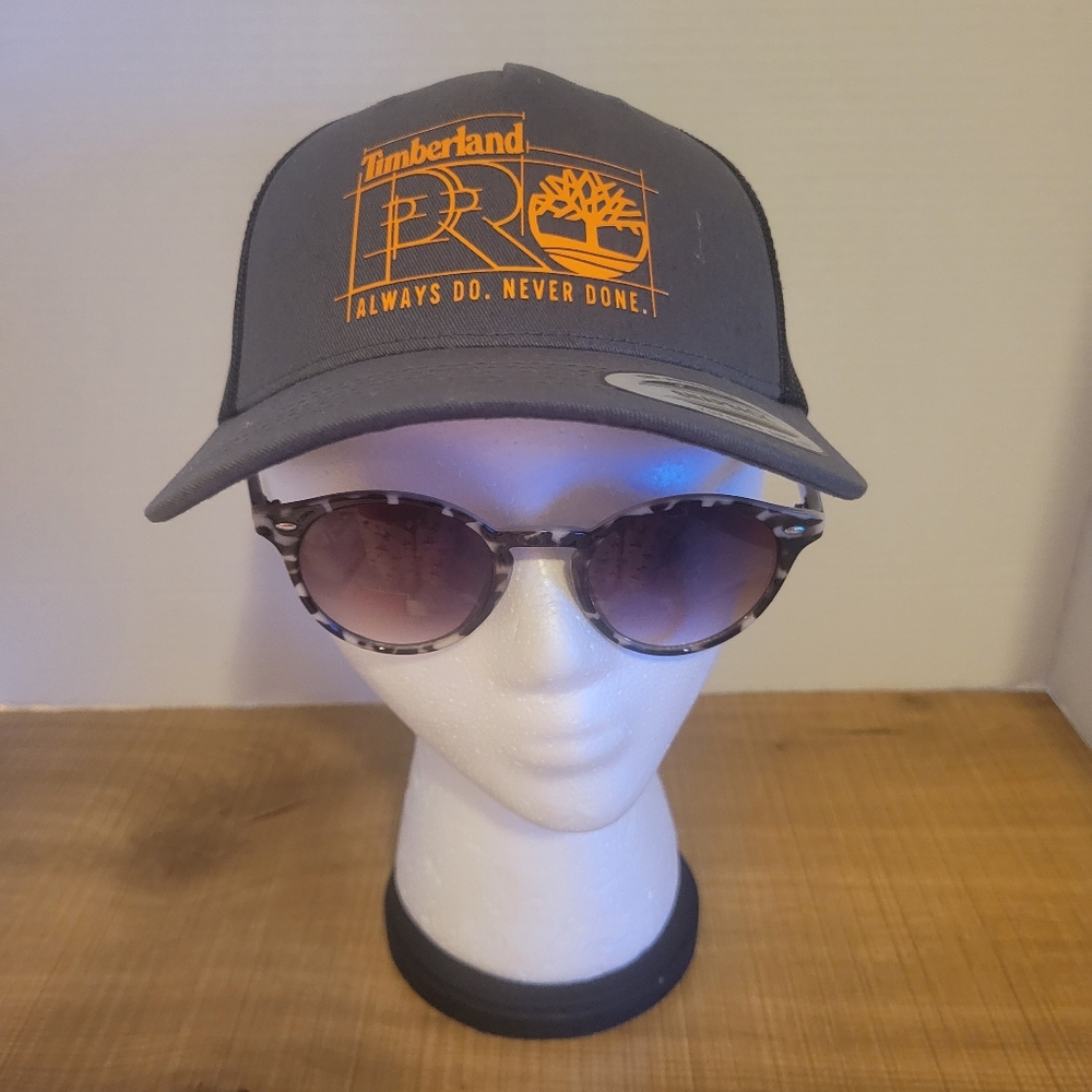 Timberland PRO Gray Hat with Orange Logo and Sunglasses